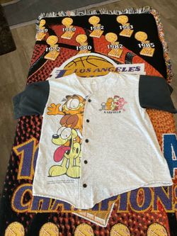 Vintage Garfield button up jersey large