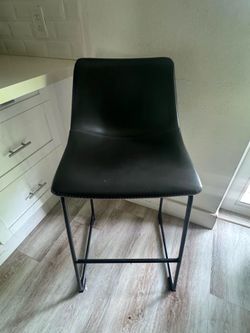 Black/gray faux leather stool