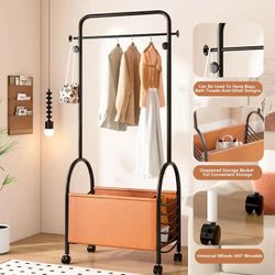 Clothes Rack for Hanging Clothes,Heavy Duty Rolling Clothing Rack Organizer Stand with Large Storage Bag
