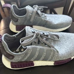 Adidas Men’s NMD R1 Wool Sneaker - CQ0761 - Grey Four/White/Maroon, size- US 9