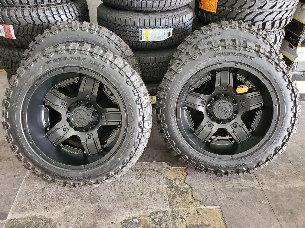 20x12 Gear Alloy Rims and 33" Mud Terrain Tires