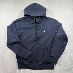 Polo Ralph Lauren Double Knit Full Zip Hoodie Men’s M Navy Blue Faded #3570