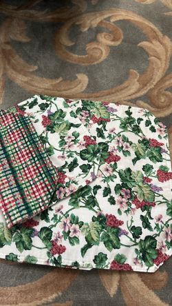 Floral and Plaid Fabric Placemats Set of 8 doble side