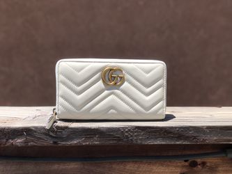 Gucci GG Marmont Wallet Zip Around “Matelasse White”