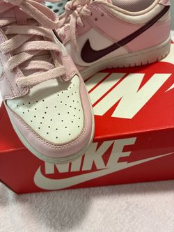 Nike Dunk Low Pink Foam Sneakers Pink and white with perforated toe box