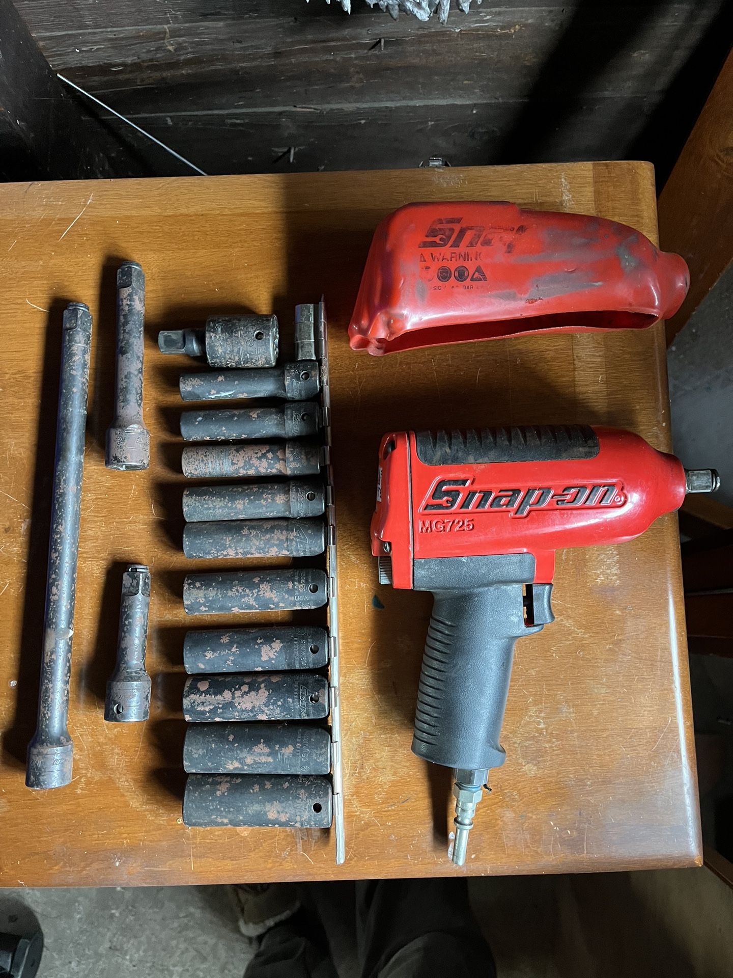 1/2” Drive Snap-on Impact Gun, Metric 10-19mm Deep Sockets, Swivel And Extensions