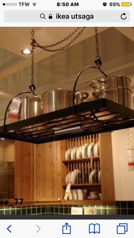 NEW IKEA Black Utsaga ceiling mount pot rack