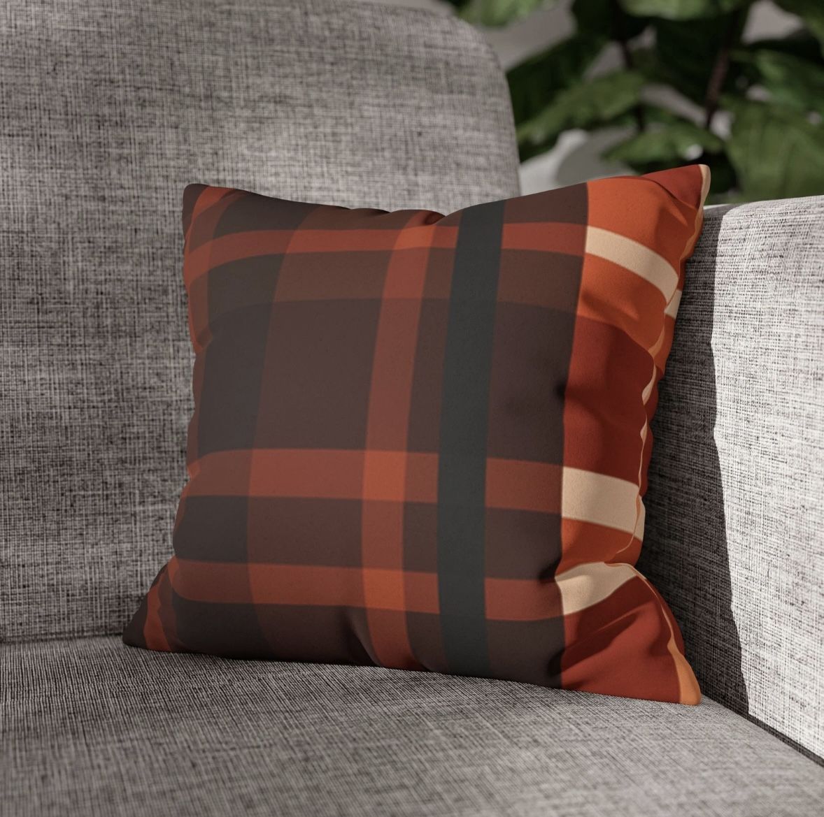 Rust Plaid Pillowcase