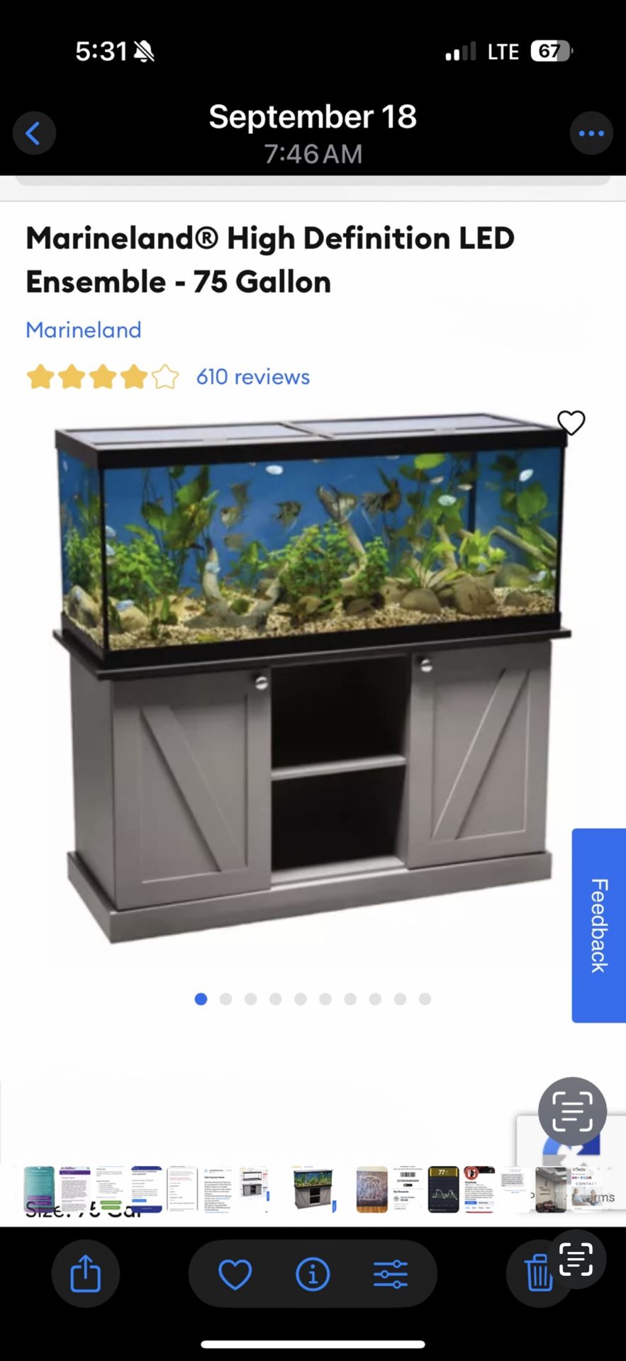 75 Gallon Fish Tank W/ Full Set Up 