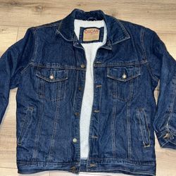 Denim Blue Jean Sherpa Lined Jacket - $10