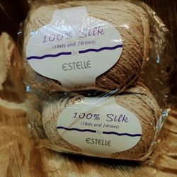 100% SILK, BRAND NEW, (2) ROLLS, 50g EACH ROLL, HAND SPUN, BY ESTELLE