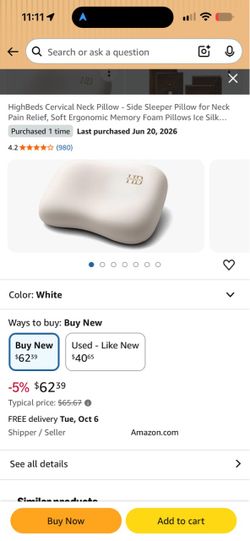 HighBeds Cervical Neck Pillow White