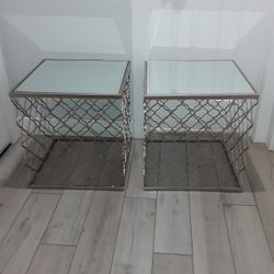 2 Side Tables With Mirror 18w X18L X 22H Inches