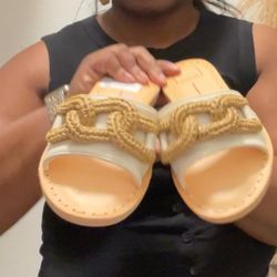 Cream and White Roped Sandles