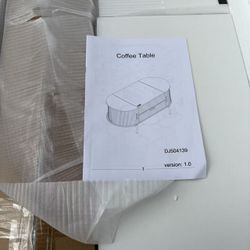 White and Gold, Oval Large Coffee Table, Slide-Out Side Shelves