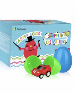 Baztoy Easter Eggs Plastic Bulk Easter Toy Gifts Party Favor Filler with Surprise Mini Toys contain Dinosaurs Vehicles Rabbits Stampers and Nestling, Thumbnail