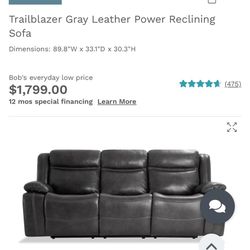 Gray Leather Recliner Couches 