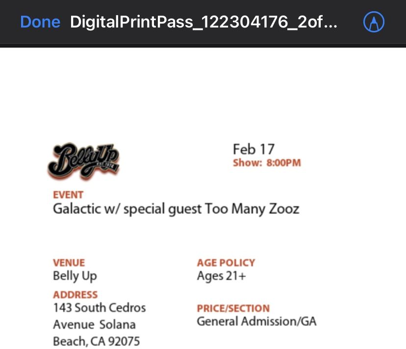Galactic w/ special guest Too Many Zooz Belly Up