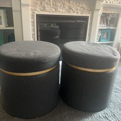 2 Cute Grey Footstools 