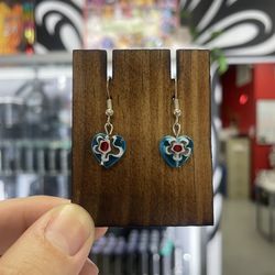 Handmade Glass millefiori heart earrings 925 sterling silver