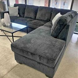Slate Gray 2 Piece Sectional Sofa Chaise, In Stock