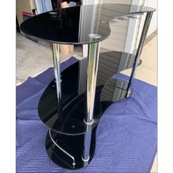 Abstract Black 3 tiered glass and chrome bar