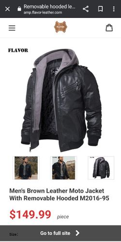 Brand New Hooded Leather Jacket By FLAVOR