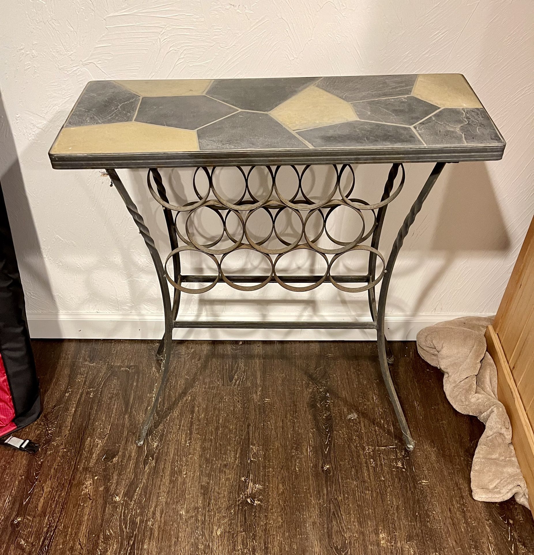 Wine Rack Table with Real Stone Tabletop