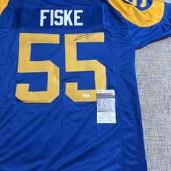 Braden Fiske Signed Autograph Custom Jersey - Beckett Coa - LA Rams