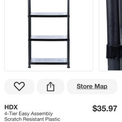 HDX 4-Tier Easy Assembly Scratch Resistant Plastic Garage Storage Shelving Unit in Black (28 in. W x 52 in. H x 15 in. D)