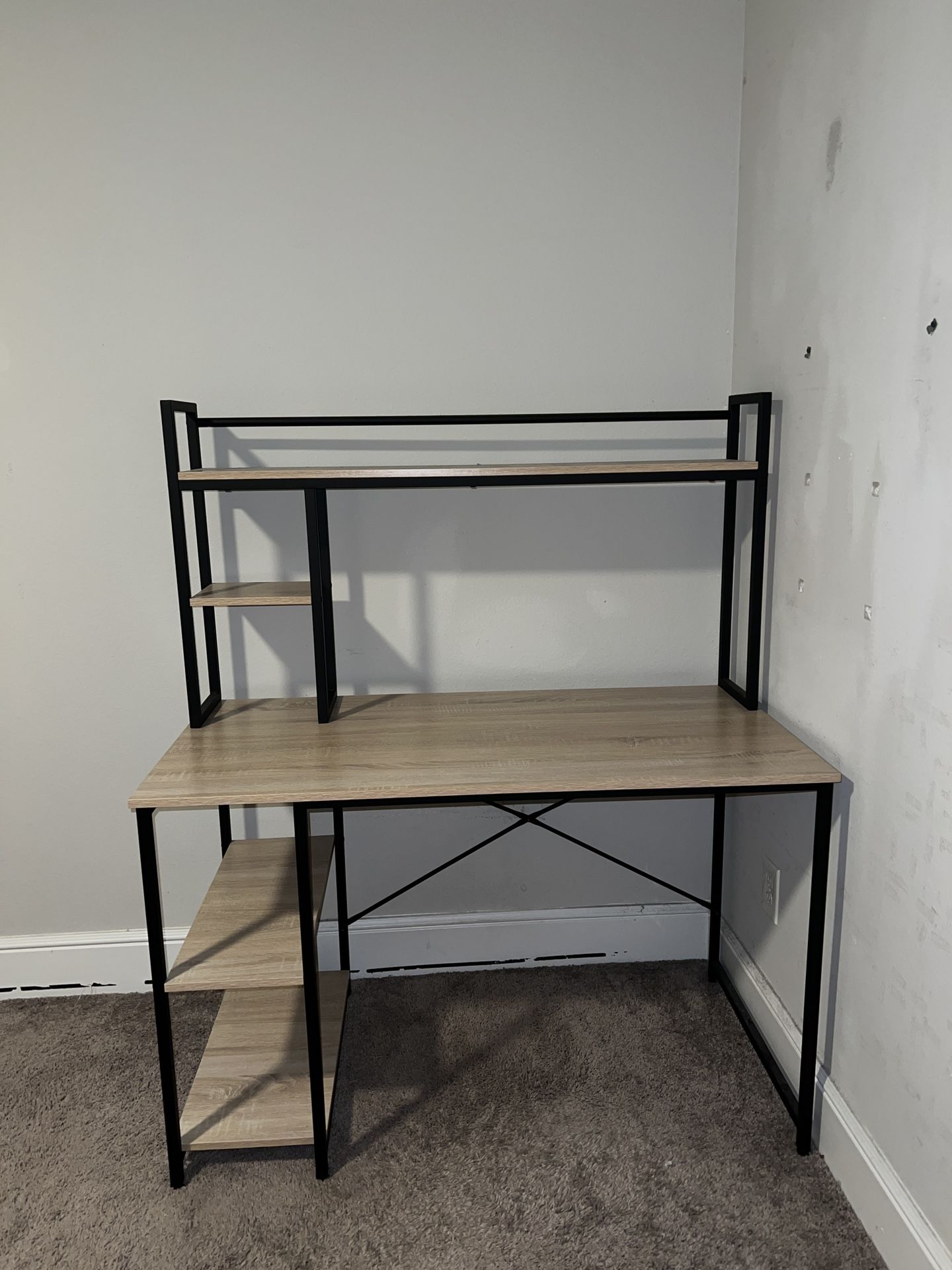 Wooden Desk with Black Metal Bars – Perfect for Home Office or Study