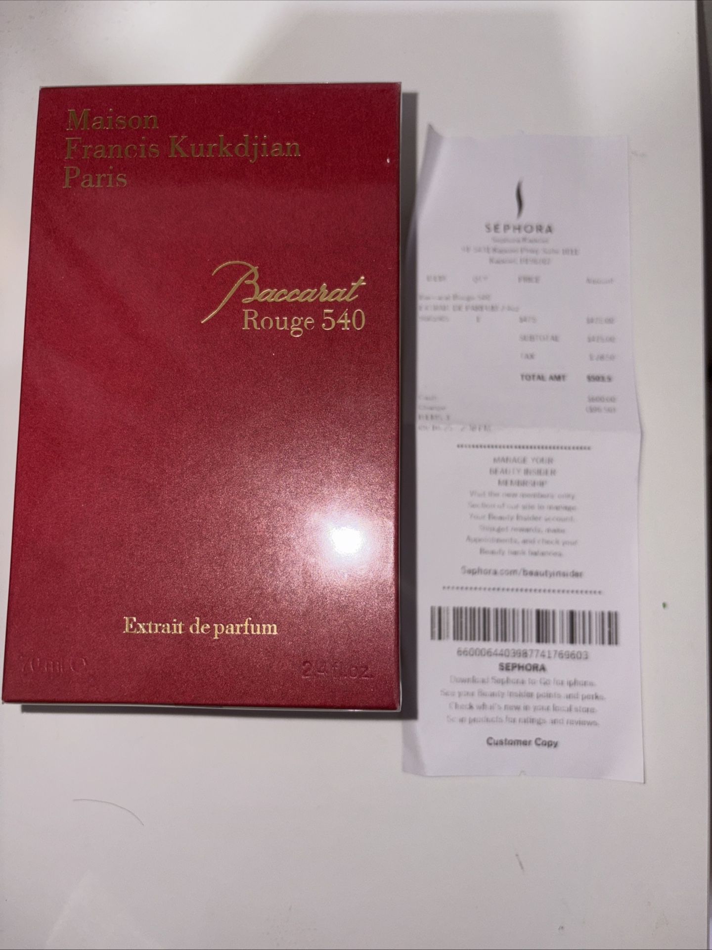 Baccarat Rogue 540 Cologne Eau de Parfum 70ml/ 2.4Oz New Sealed Box With Receipt