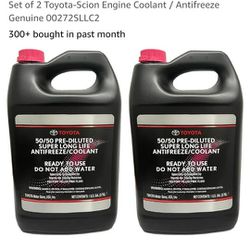 (2) 1 Gallon Toyota Pink 50/50 pre-diluted Coolant OEM.