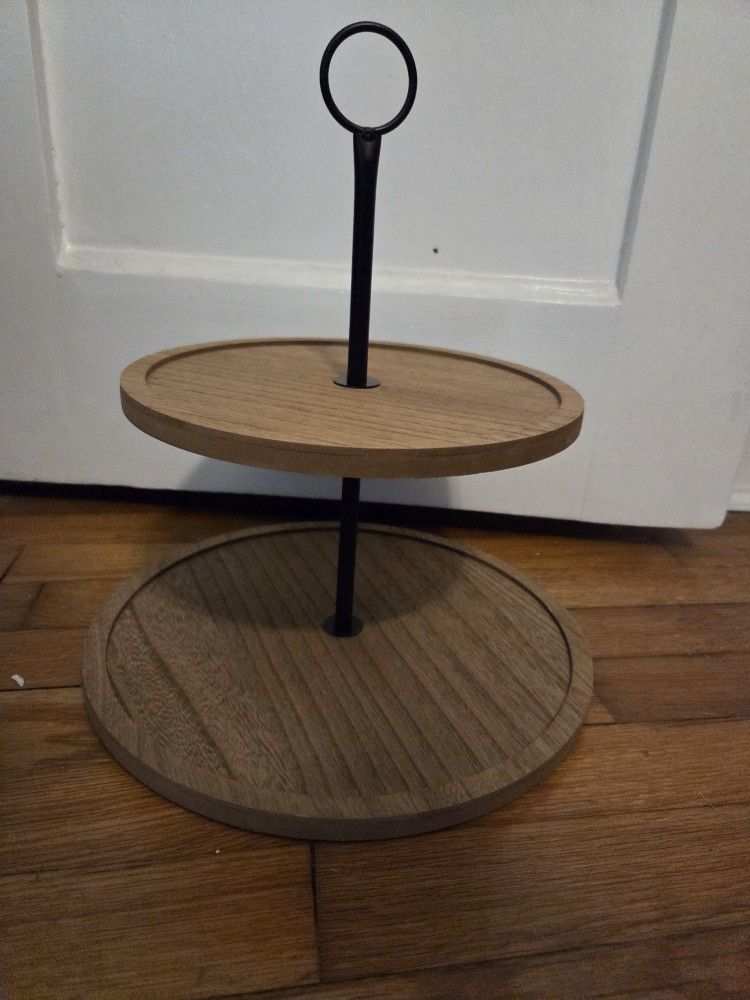 New Wooden 2 Tier Tray with Handle