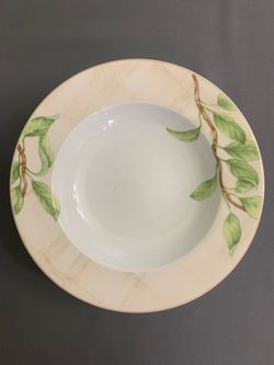 Set of 6 Block Basics Mansfield Grove Large Rim Soup Bowls 9" Vintage 2000