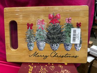 Merry Christmas Bamboo Cutting Board