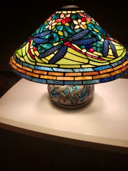 Tiffany Style Stained Glass Double Lit Lamp