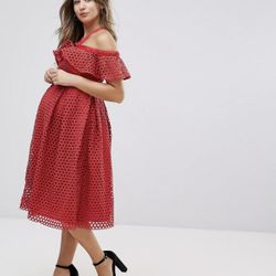 ASOS Maternity Lace Cold Shoulder Midi Dress