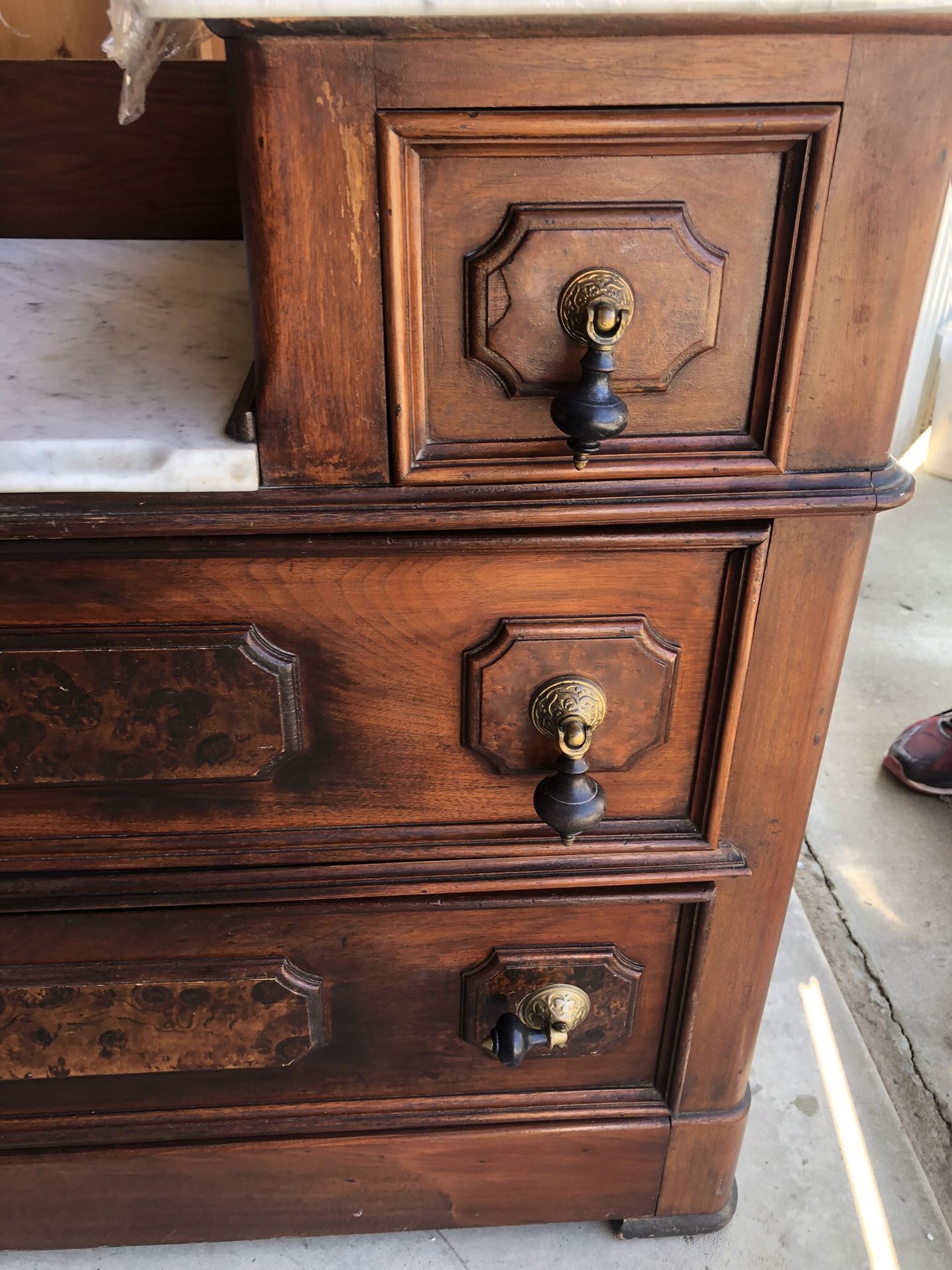 Antique Victorian Marble Top Dressing Table with Mirror