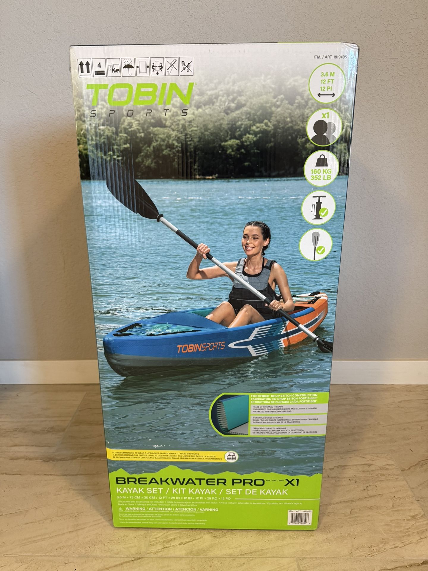 Tobin Sports Breakwater Pro X1 Inflatable Kayak 12 ft 