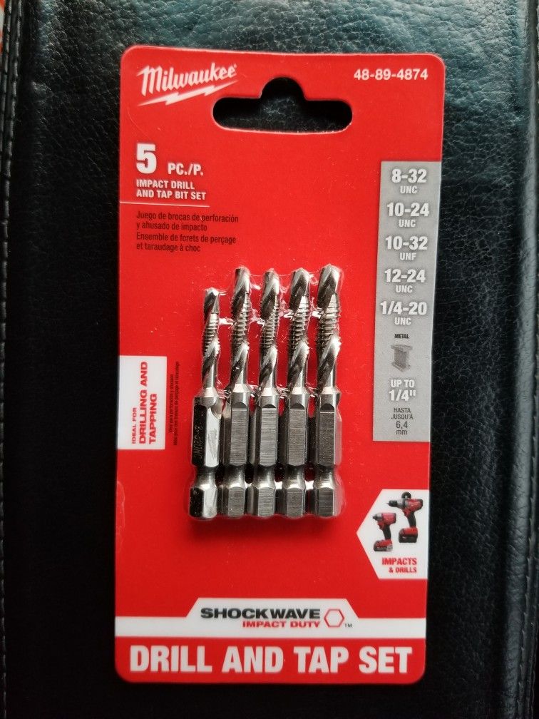 Milwaukee SHOCKWAVE SAE Steel Drill Tap Set - 5-Piece - (48-89-4874)