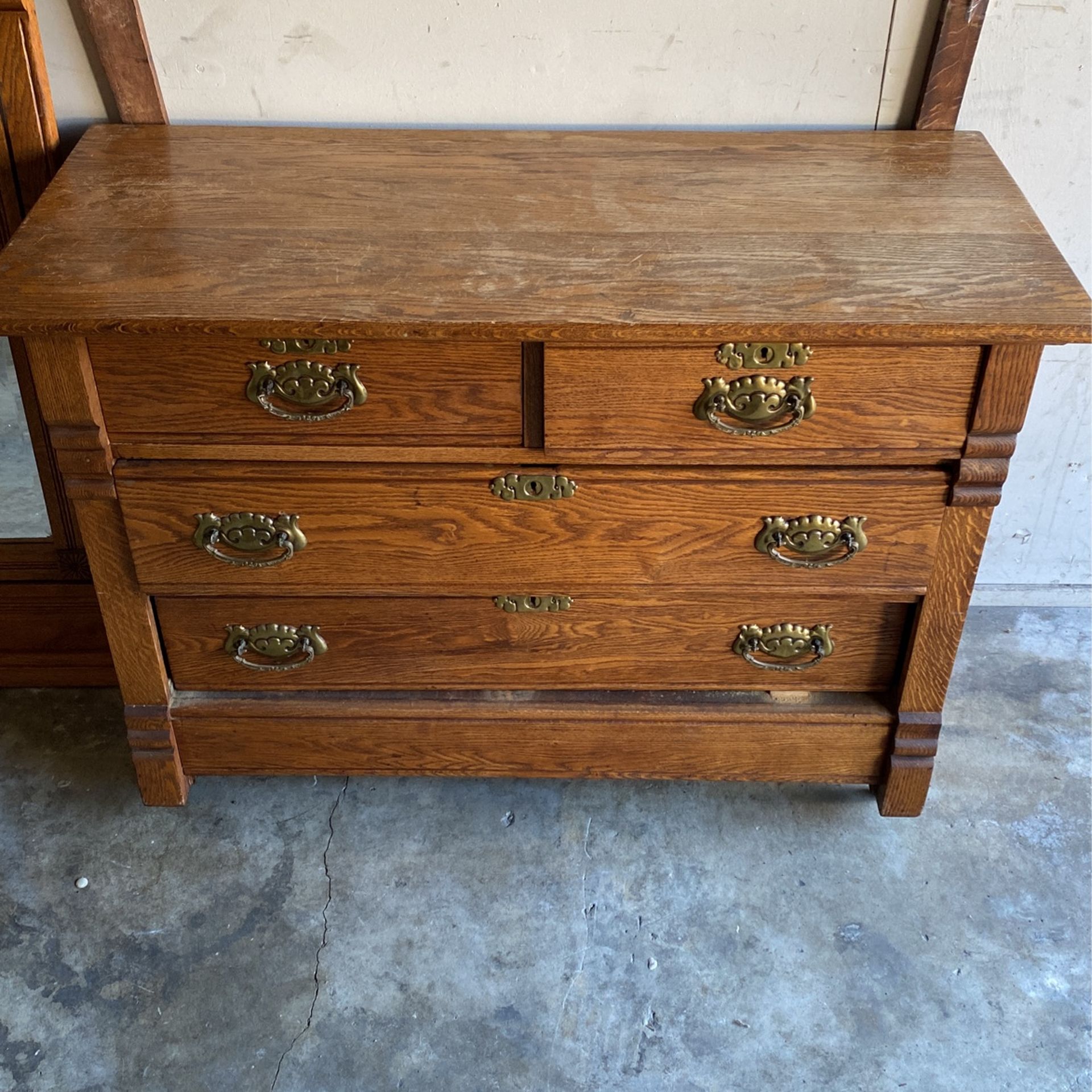 Dresser Antique With Bevel Mirror