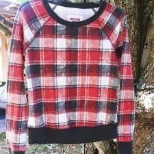 Buffalo Plaid Crew Neck Top - Women's Size XS 