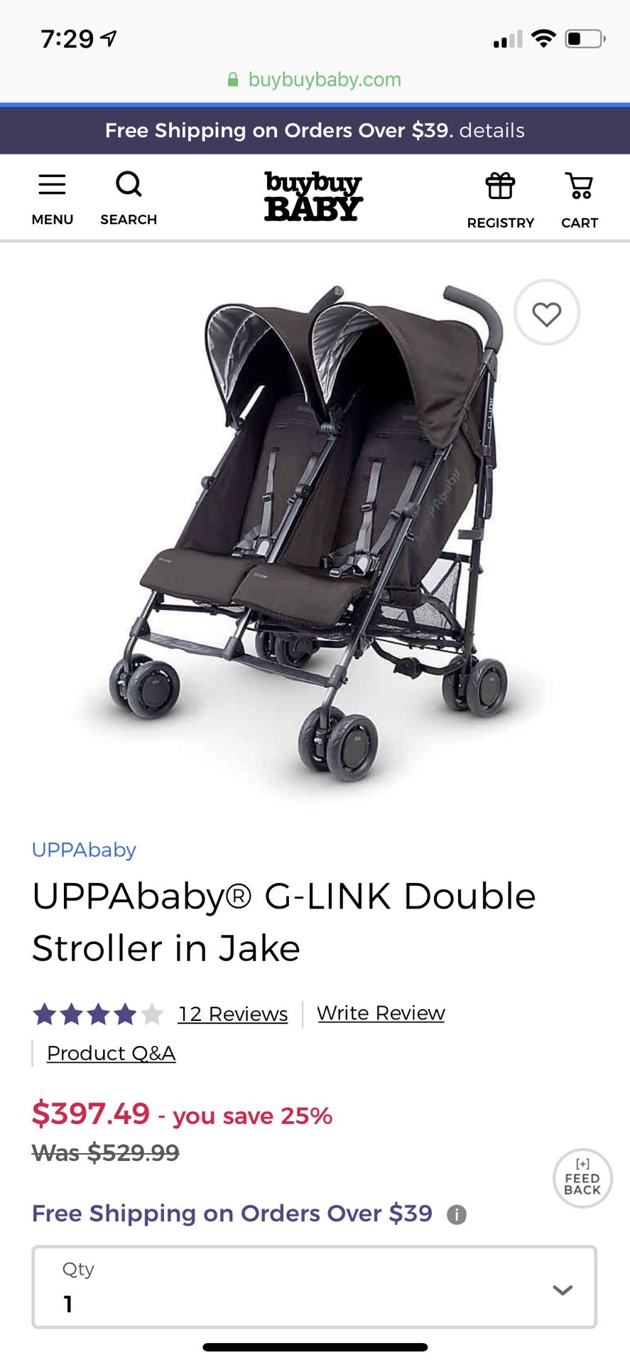 Uppababy GLink Double Stroller g-link