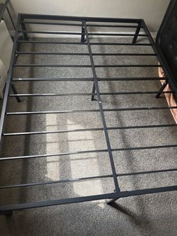 14 Inch Full Bed Frame, Metal Platform Bed Frame Full Size with Storage Space, No Box Spring Needed, Sturdy Steel Slat Support, Hidden Recessed Legs,