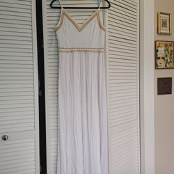 White And Gold Maxi Dress M