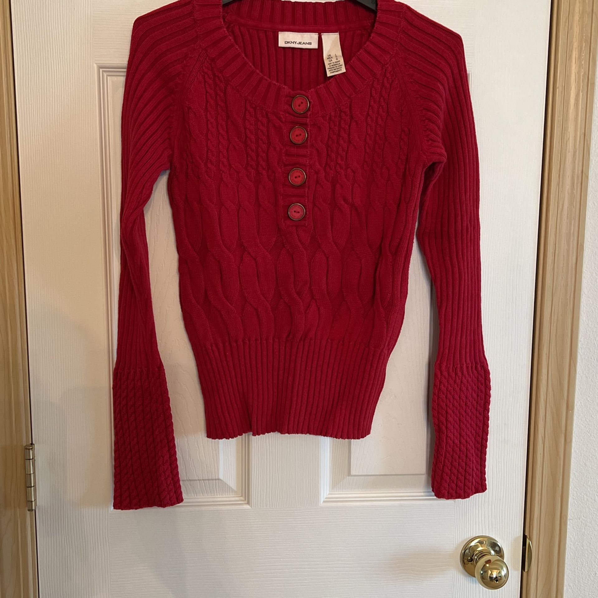 Women's Pullover Sweater Long Sleeve Red Size M