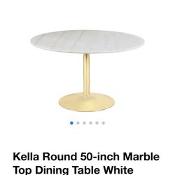 Marble And Brass Dining Table & Velvet Chairs 