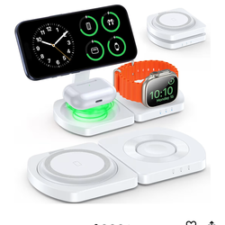 New EGV Wireless Charger for iPhone, 3-in-1 Magnetic Charging Station for Apple, MagSafe Charger Stand for iPhone 17 Air 16 15 14 13 12 Series, Airpod