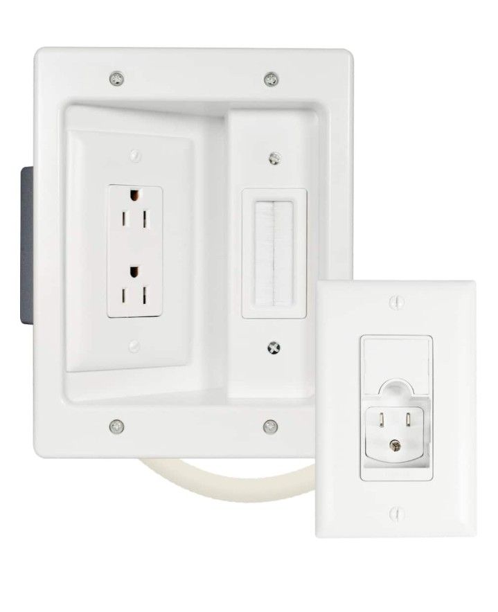 Sanus - In-Wall Cable Concealer Recessed Power Kit for Mounted TVs